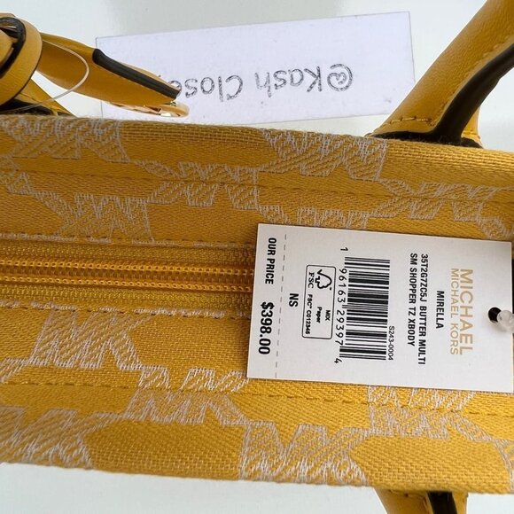 Michael Kors tote mirella small shopper top zip handbag crossbody bag butter - Picture 9 of 12